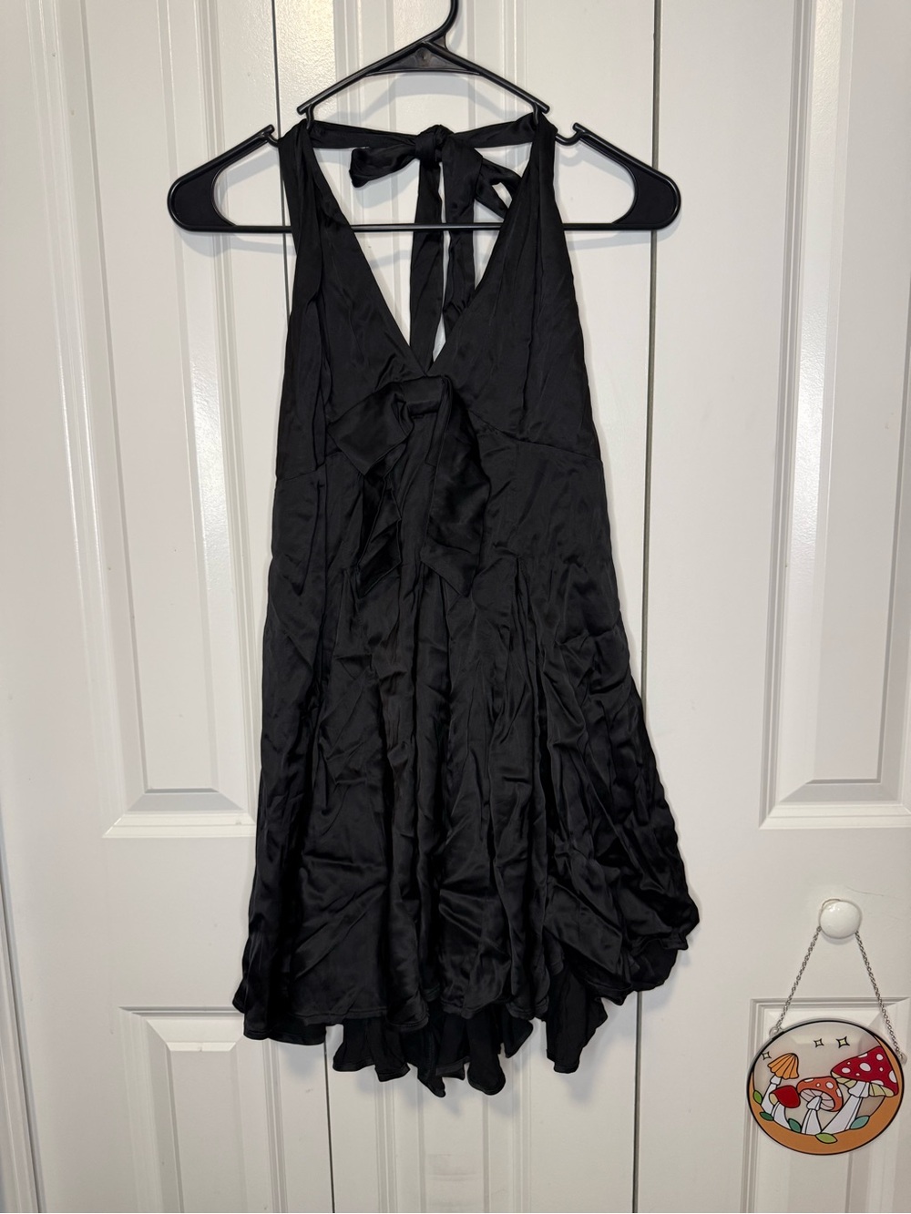 Stone Cold Fox Black Satin Like Halter Dress Size Small
